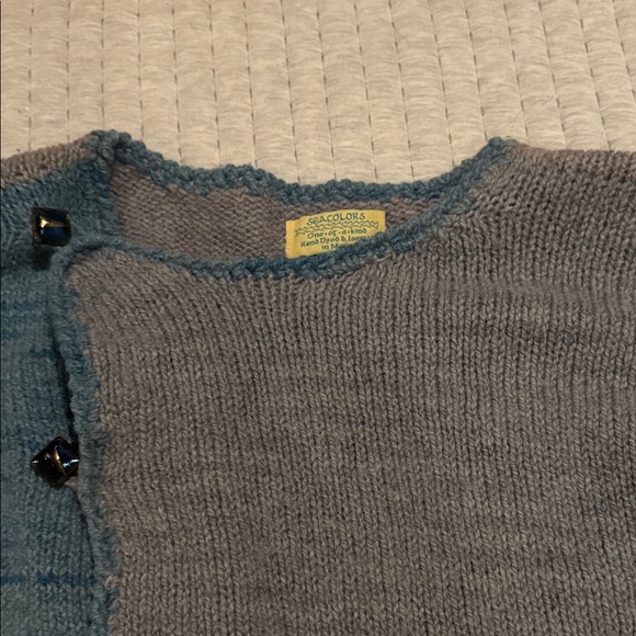 Seacolors One of a Kind Two-Tone Knit Cardigan. Hand Dyed & Loomed in Maine, - Picture 10 of 11